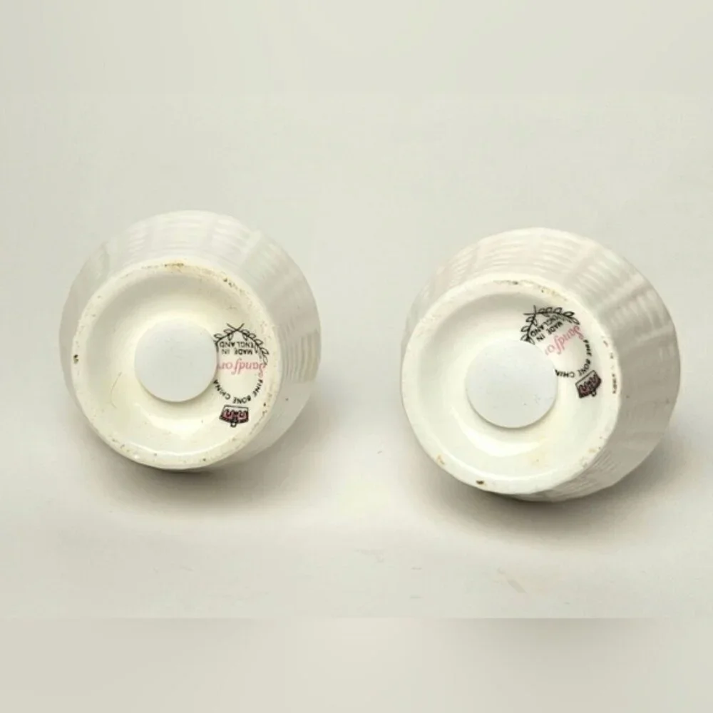 Vintage Sanford Fine Bone China Violet Salt and Pepper Shakers England